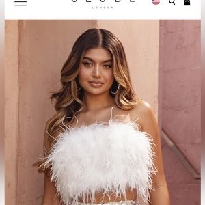 LIMITED EDITION DREAM DAZE WHITE FEATHER BANDEAU CROP TOP